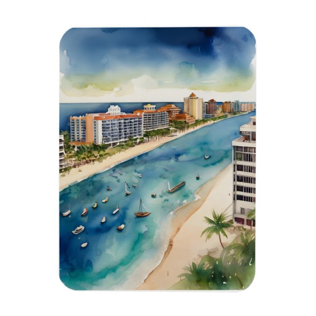 Cancun Aquarell Magnet (Vertikal)