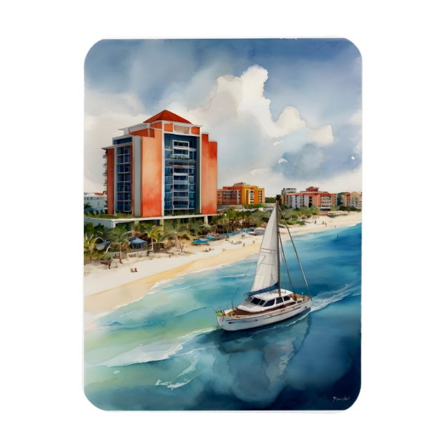 Cancun Aquarell Magnet (Vertikal)