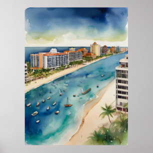 Cancun Aquarell Poster