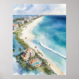 Cancun Aquarell Poster