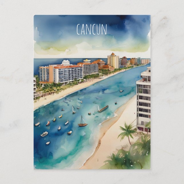 Cancun Aquarell Postkarte (Vorderseite)