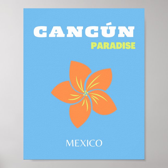 Cancun Art, Tropical Art, Travel Art, Preppy, Blue Poster (Vorne)