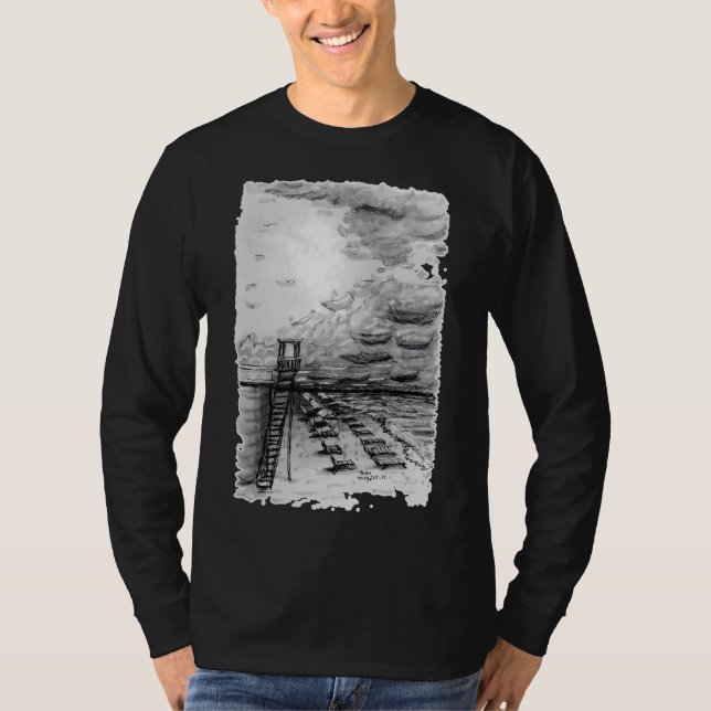 Cancun Beach bewölkt schwarz-weiß T-Shirt (Vorderseite)