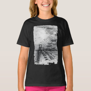 Cancun Beach bewölkt schwarz-weiß T-Shirt