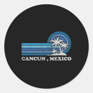 Cancun Beach Mexico Family Sommerurlaub Vintag Runder Aufkleber