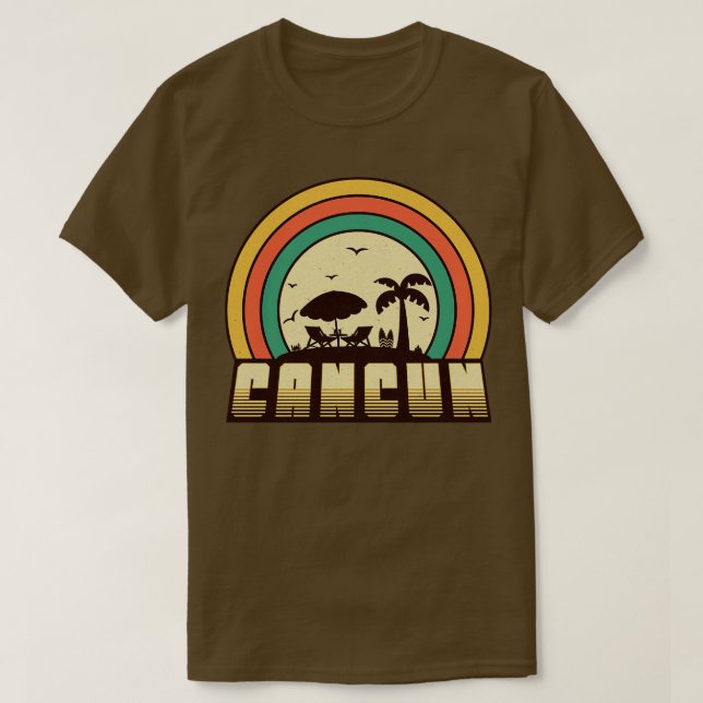 Cancun Beach Vintag Retro Sunset Style T-Shirt (Design vorne)