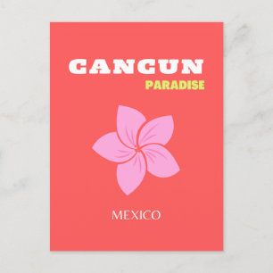 Cancun, Cancun Travel Art, Preppy, Pink, Red Feiertagspostkarte