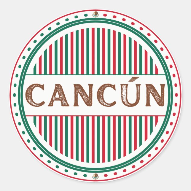 Cancun City Pride Emblem – Mexican Identity Runder Aufkleber (Vorderseite)