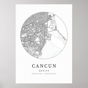 Cancun Kartographie Karte Poster