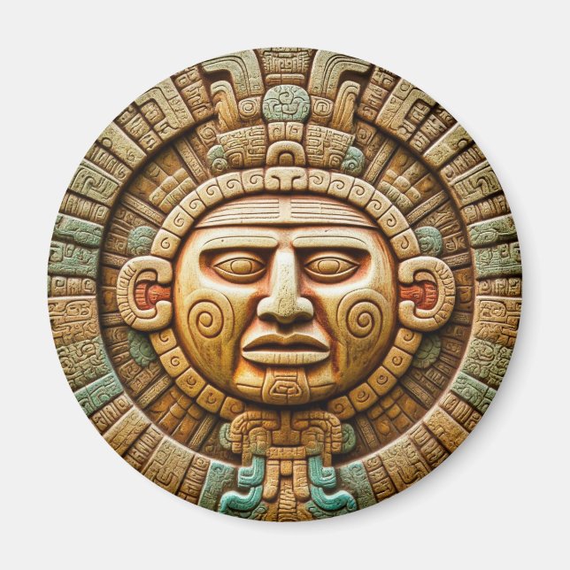 Cancun Mayan Sun God Mexico Reisen Magnet (Vorne)