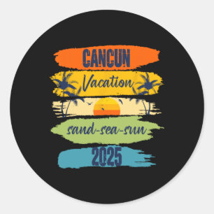Cancun Mexico 2025 Sommerferien - Matching Family Runder Aufkleber