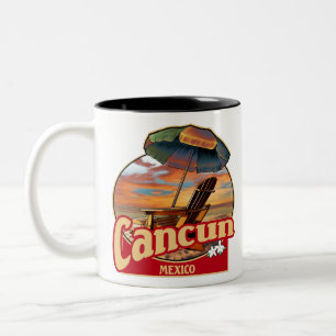 Cancun Mexico Beach Design Zweifarbige Tasse