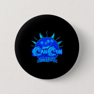 Cancun Mexico Beach Palm Tree Party Zielort Gi Button