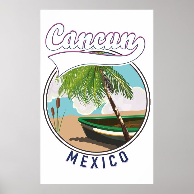 Cancun Mexico Beach Reiselogo Poster (Vorne)