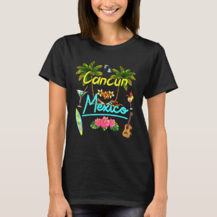 Cancun Mexico Beach Summer Palm Surf Sun Set Palm T-Shirt