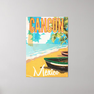 Cancun Mexico Beach Vintage Reiseplakat Leinwanddruck