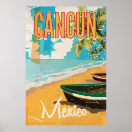 Cancun Mexico Beach Vintage Reiseplakat Poster