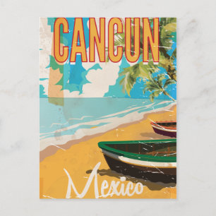 Cancun Mexico Beach Vintage Reiseplakat Postkarte