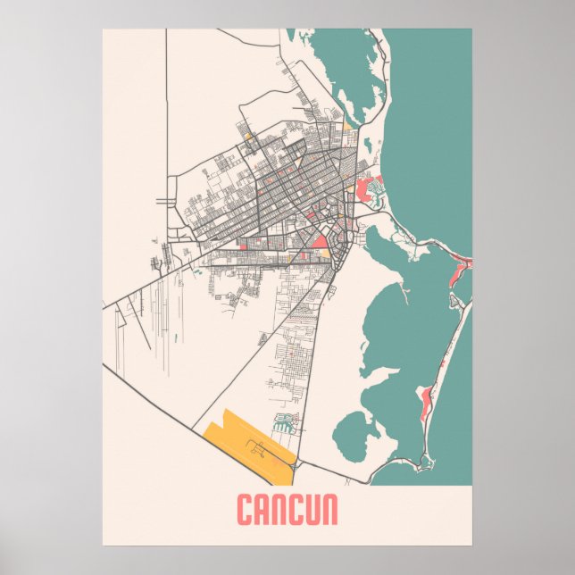 Cancun - Mexico Chalk City Map Poster (Vorne)