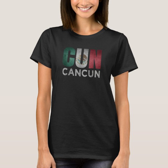 Cancun Mexico Flag Mexican Roots Airport Code Cun  T-Shirt (Vorderseite)