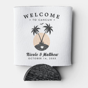 Cancun Mexico Map Navy Minimalistisch Wedding Welc Dosenkühler