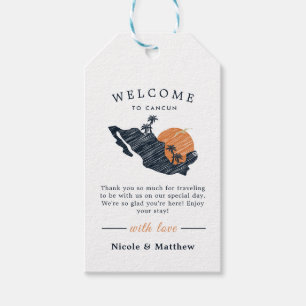 Cancun Mexico Map Navy Minimalistisch Wedding Welc Geschenkanhänger