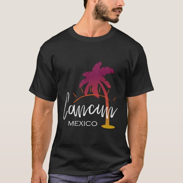 Cancun Mexico Palm Tree Beach T-Shirt (Vorderseite)