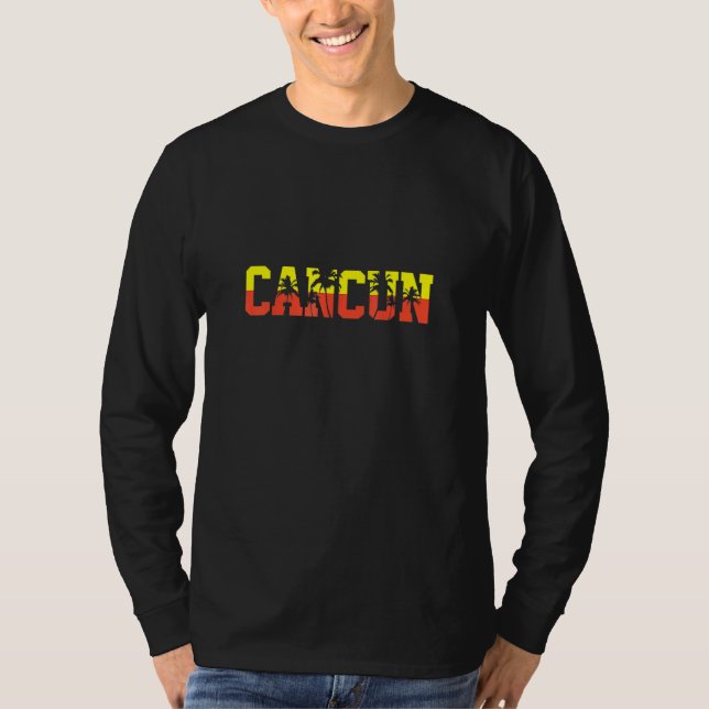 Cancun Mexico Palm Tree Sunset 1 T-Shirt (Vorderseite)