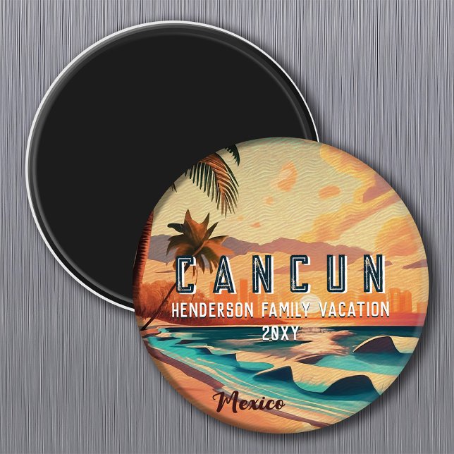 Cancún Mexico Palm Tree Sunset Travel Souvenir Magnet (Von Creator hochgeladen)