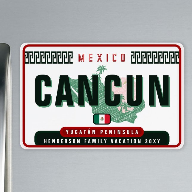 Cancún Mexico Palm Tree Vintage Reise Souvenir Magnet (Von Creator hochgeladen)