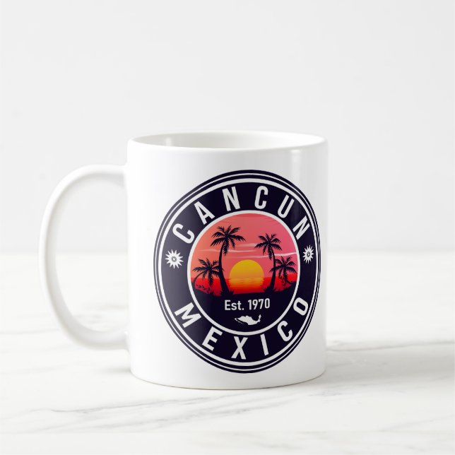 Cancun Mexico Palm Tree Vintage Travel Souvenir Kaffeetasse (Links)