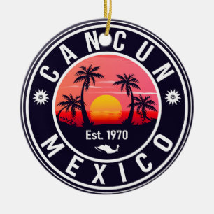 Cancun Mexico Palm Tree Vintage Travel Souvenir Keramik Ornament