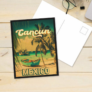Cancun Mexico Palm Tree Vintage Travel Souvenir Postkarte