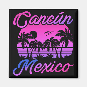 Cancun Mexico Palm Trees Retro Reisen Souvenirs Magnet