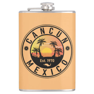 Cancun Mexico Palmenbaum Vintage Reisemitbringsel Flachmann