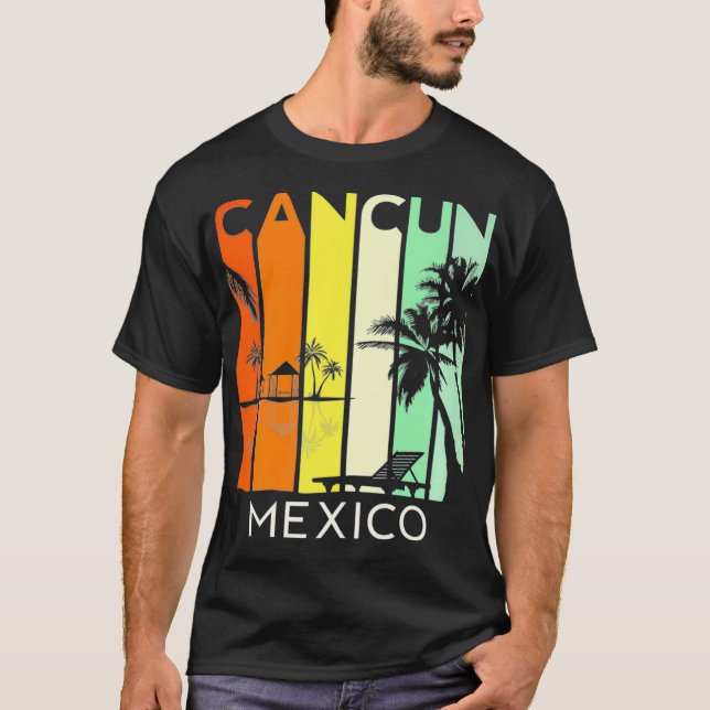 Cancun Mexico Retro Mexikanischer Urlaub Sommerrei T-Shirt (Vorderseite)