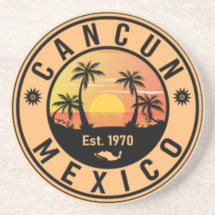 Cancun Mexico Retro-Sonnenuntergang Vintage-Reisea Getränkeuntersetzer