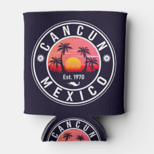 Cancun Mexico Retro Sunset Vintage Reise Souvenir Dosenkühler