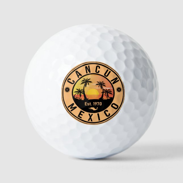 Cancun Mexico Retro Sunset Vintage Reise Souvenir Golfball (Vorderseite)