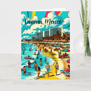 Cancun Mexico Strand mit einer Comic-Book-Pop-Art- Karte