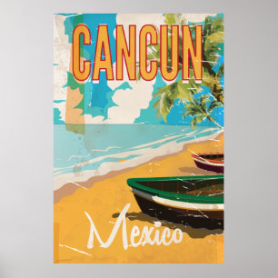 Cancun Mexico Strand Vintage Reiseposter Druck Poster