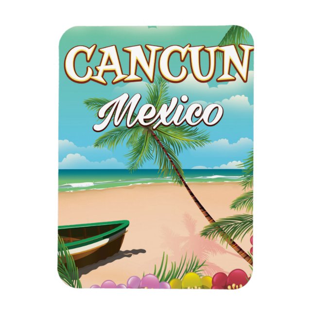 Cancun Mexico Strandposter Magnet (Vertikal)