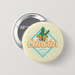 Cancun Mexico Tancing Cactus Vintag Tequila Button