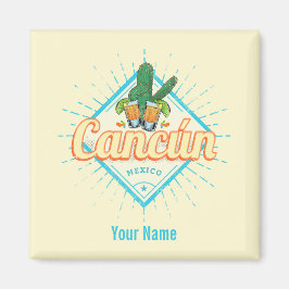 Cancun Mexico Tancing Cactus Vintag Tequila Magnet