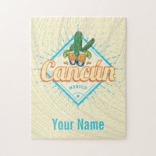 Cancun Mexico Tancing Cactus Vintag Tequila Puzzle
