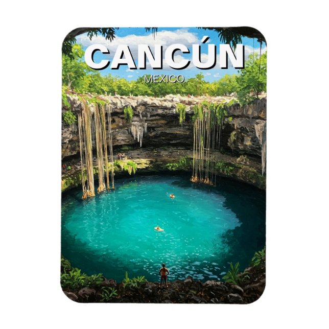 Cancun Mexico Travel Cenote Magnet (Vertikal)