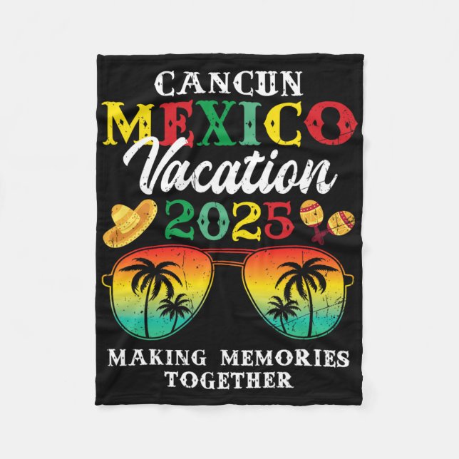 Cancun Mexico Vacation 2025 Trip Beach Matching Fa Fleecedecke (Vorderseite)