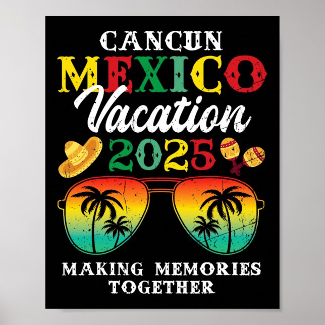 Cancun Mexico Vacation 2025 Trip Beach Matching Fa Poster (Vorne)