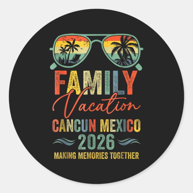 Cancun Mexico Vacation 2026 Matching Family Group Runder Aufkleber (Vorderseite)