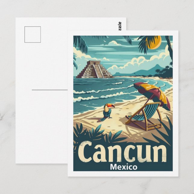 Cancun Mexico Vintag Berühmter Reiseort Postkarte (Vorne/Hinten)